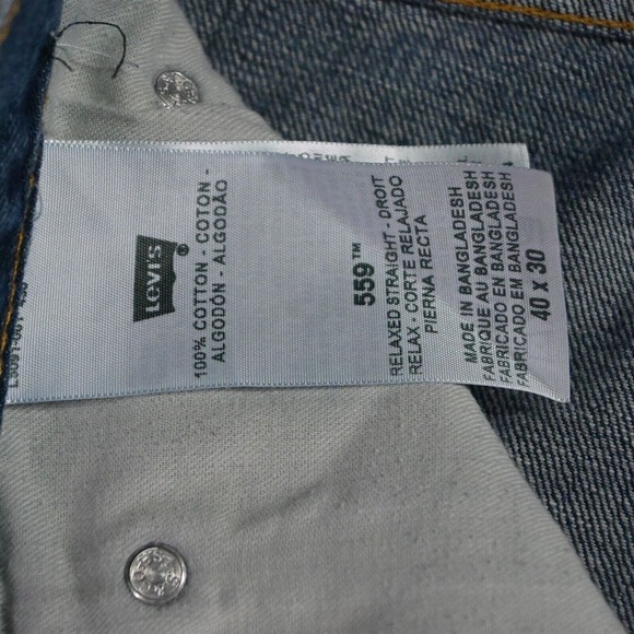 Levis 40 x 30 559 Relaxed Straight Medium Wash Denim Jeans - Picture 10 of 12